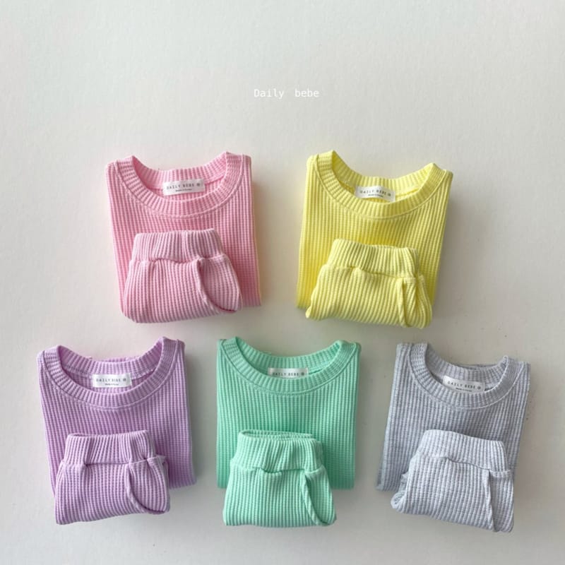 DAILY BEBE - Korean Children Fashion - #Kfashion4kids - Summer Waffle Top Bottom Set