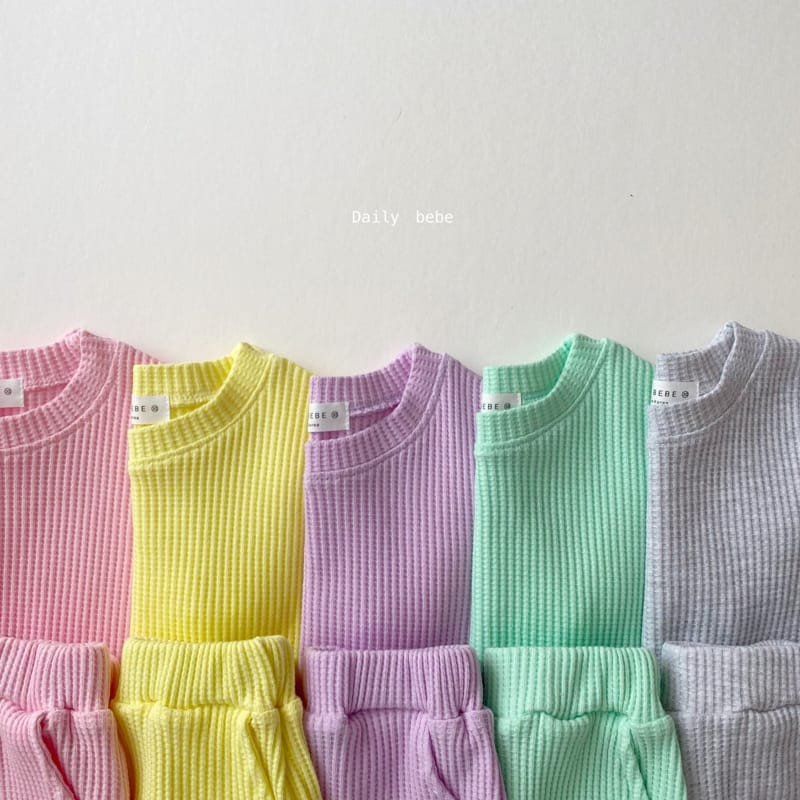DAILY BEBE - Korean Children Fashion - #Kfashion4kids - Summer Waffle Top Bottom Set - 11