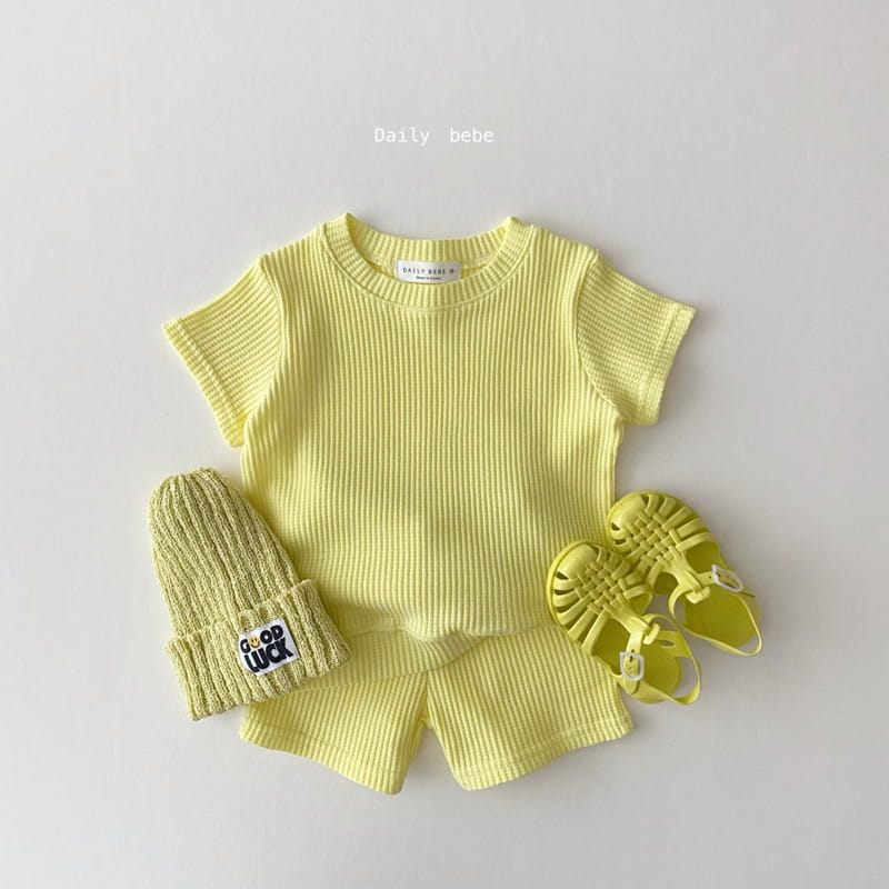 DAILY BEBE - Korean Children Fashion - #Kfashion4kids - Summer Waffle Top Bottom Set - 3