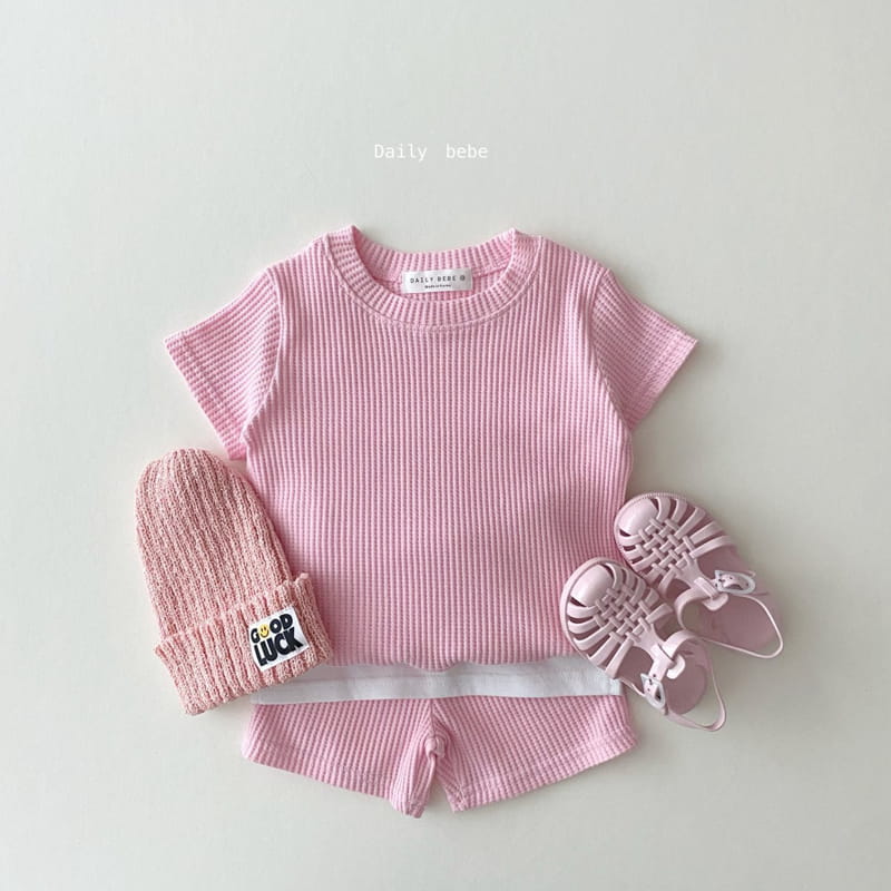 DAILY BEBE - Korean Children Fashion - #Kfashion4kids - Summer Waffle Top Bottom Set - 4