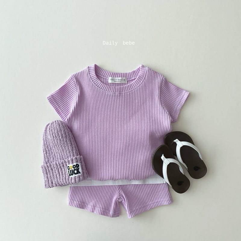 DAILY BEBE - Korean Children Fashion - #Kfashion4kids - Summer Waffle Top Bottom Set - 6