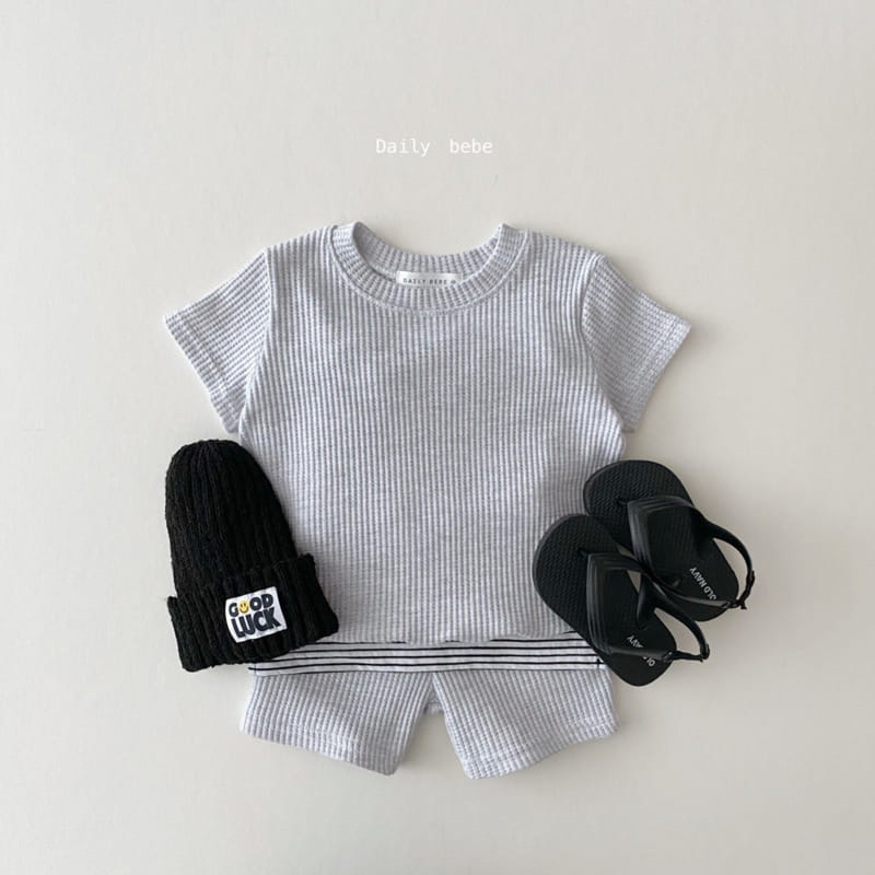 DAILY BEBE - Korean Children Fashion - #Kfashion4kids - Summer Waffle Top Bottom Set - 7