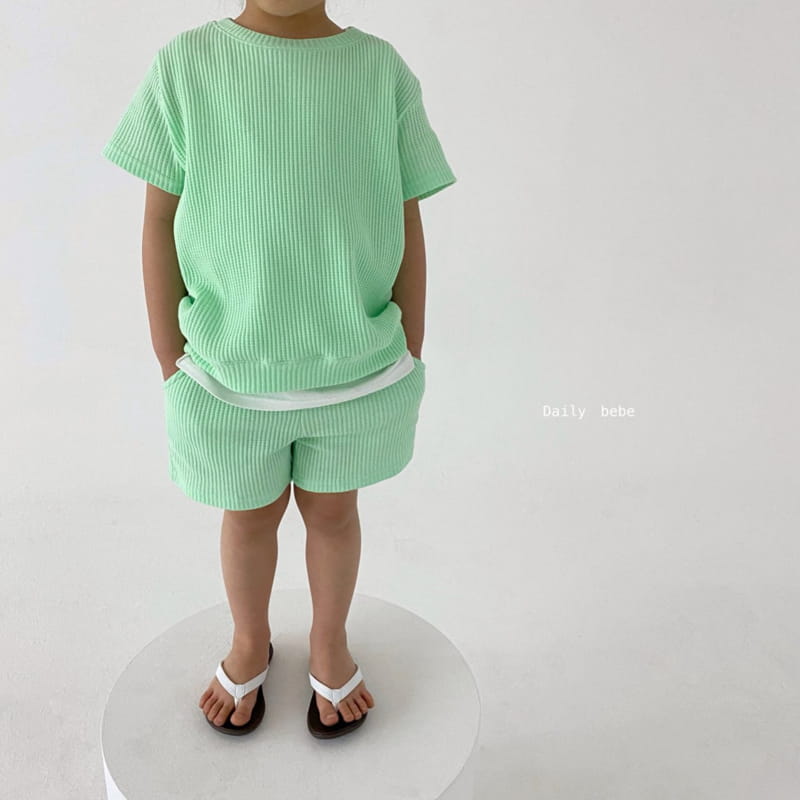 DAILY BEBE - Korean Children Fashion - #Kfashion4kids - Summer Waffle Top Bottom Set - 8