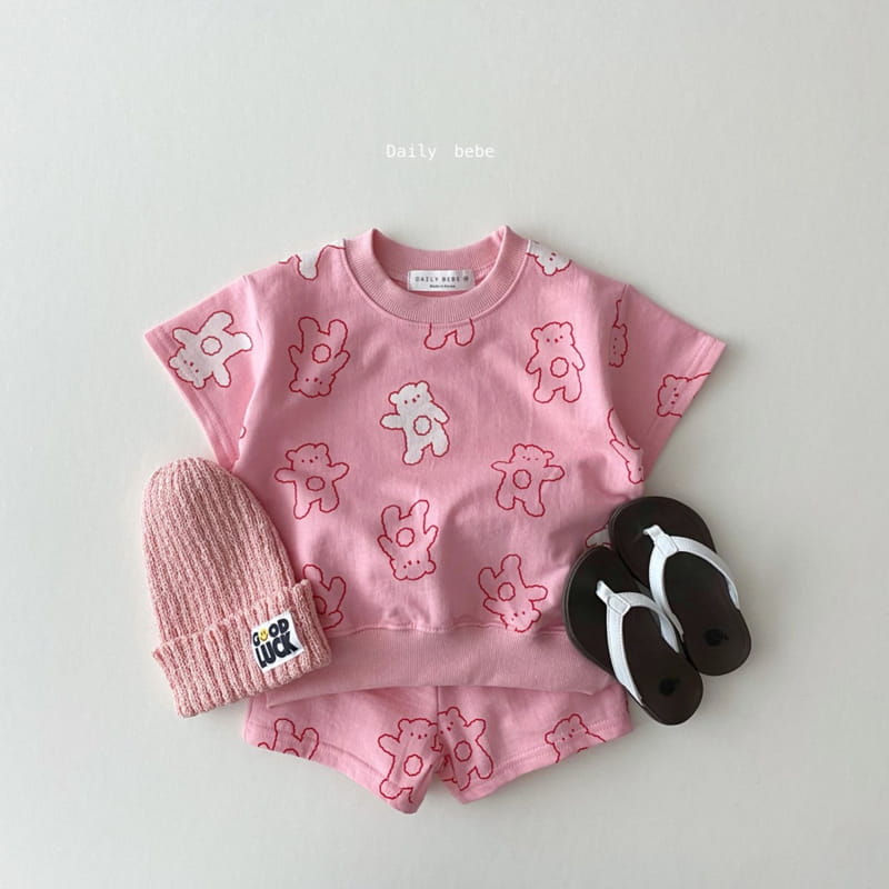 DAILY BEBE - Korean Children Fashion - #Kfashion4kids - Bear Top Bottom Set - 3