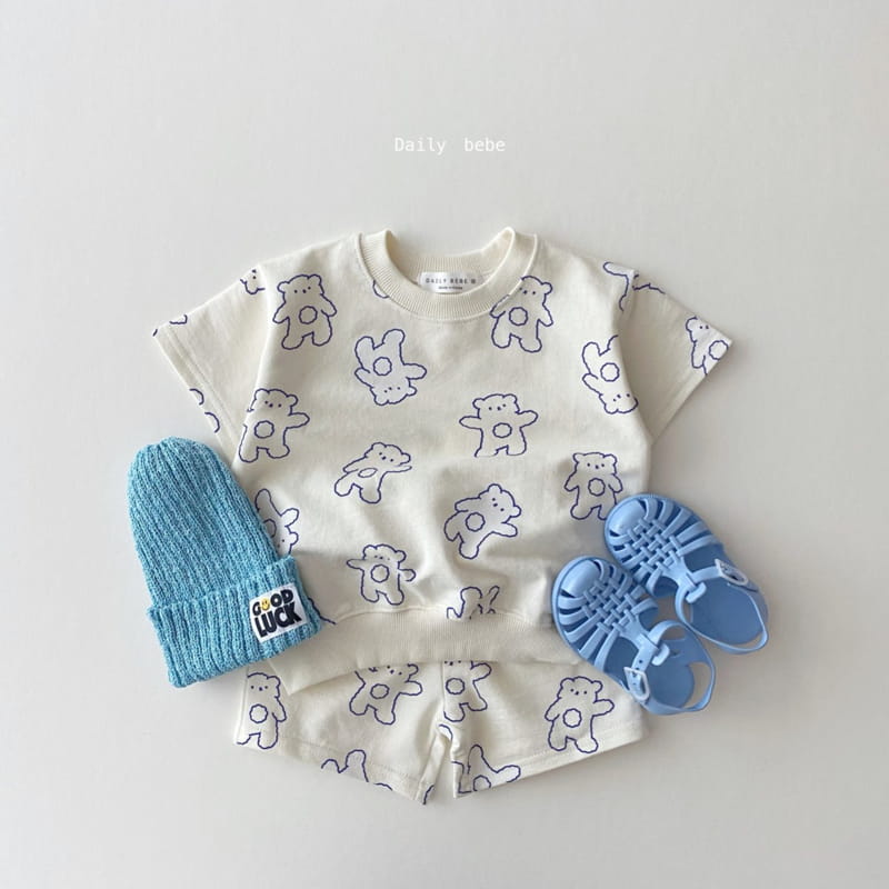 DAILY BEBE - Korean Children Fashion - #Kfashion4kids - Bear Top Bottom Set - 7