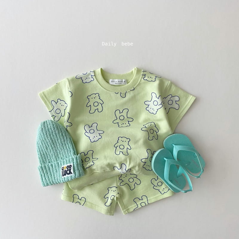 DAILY BEBE - Korean Children Fashion - #Kfashion4kids - Bear Top Bottom Set - 9