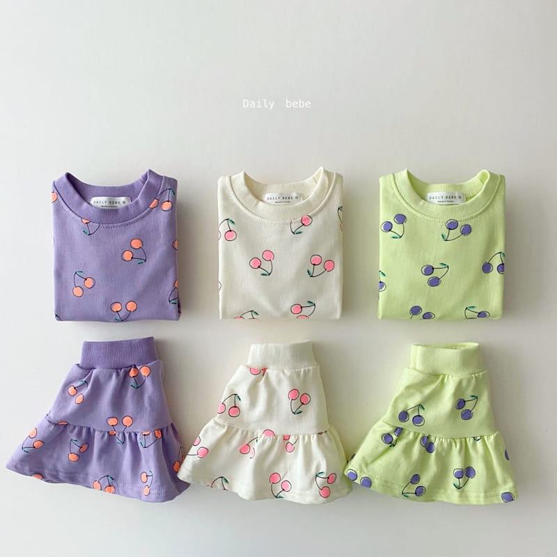 DAILY BEBE - Korean Children Fashion - #Kfashion4kids - Cherry Puff Top Bottom Set - 10