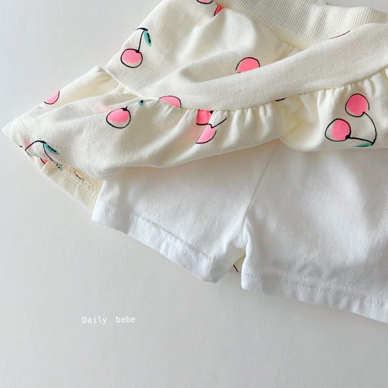 DAILY BEBE - Korean Children Fashion - #Kfashion4kids - Cherry Puff Top Bottom Set - 8
