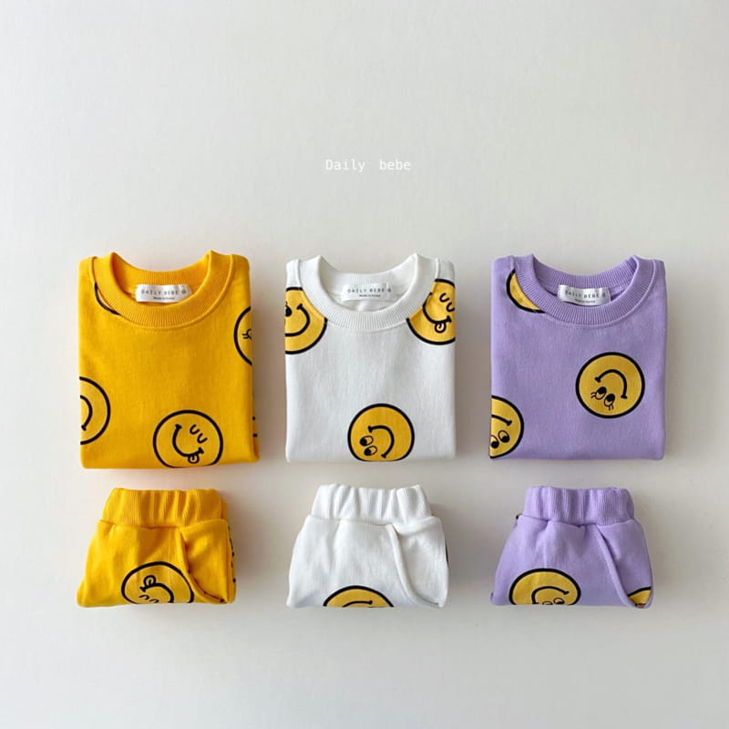 DAILY BEBE - Korean Children Fashion - #Kfashion4kids - Smile Top Bottom Set - 9