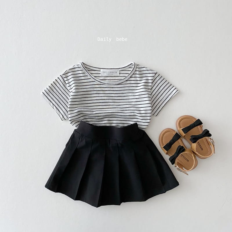 DAILY BEBE - Korean Children Fashion - #Kfashion4kids - Linen Stripes Tee - 3
