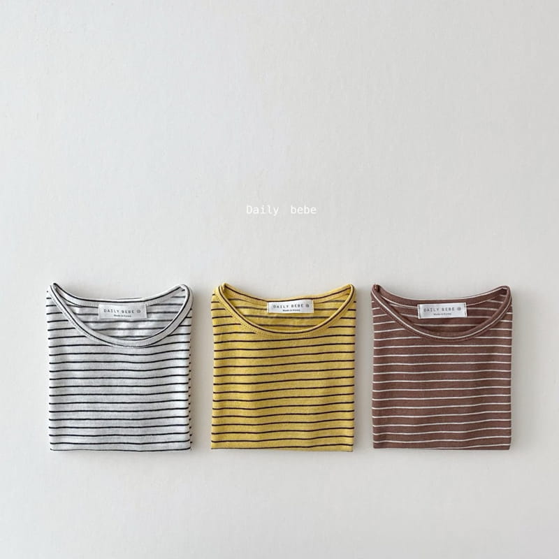 DAILY BEBE - Korean Children Fashion - #Kfashion4kids - Linen Stripes Tee - 6