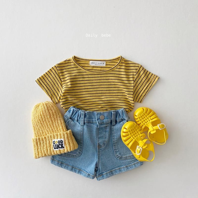 DAILY BEBE - Korean Children Fashion - #Kfashion4kids - Linen Stripes Tee - 8