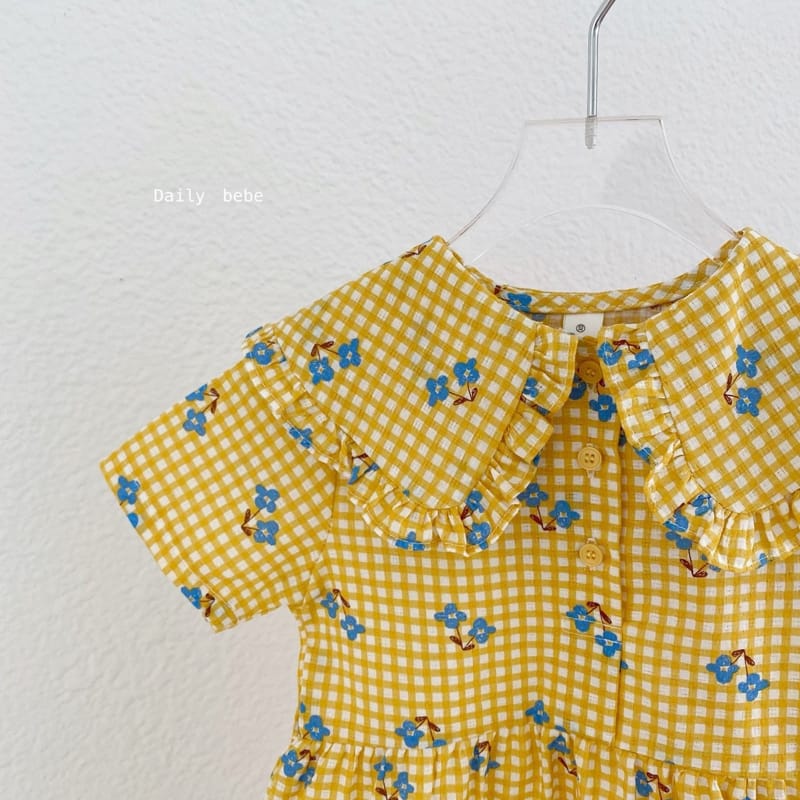 DAILY BEBE - Korean Children Fashion - #Kfashion4kids - Check Flower One-piece - 9