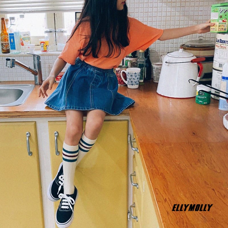 ELLYMOLLY - Korean Children Fashion - #Kfashion4kids - Flare Denim Skirt - 10
