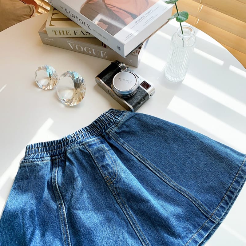 ELLYMOLLY - Korean Children Fashion - #Kfashion4kids - Flare Denim Skirt - 3