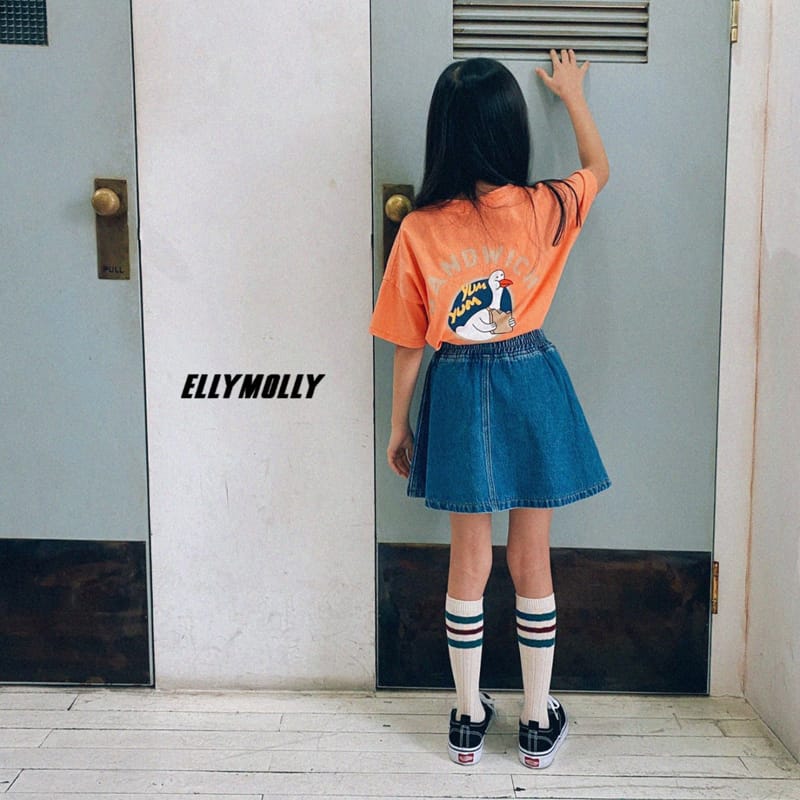 ELLYMOLLY - Korean Children Fashion - #Kfashion4kids - Flare Denim Skirt - 4