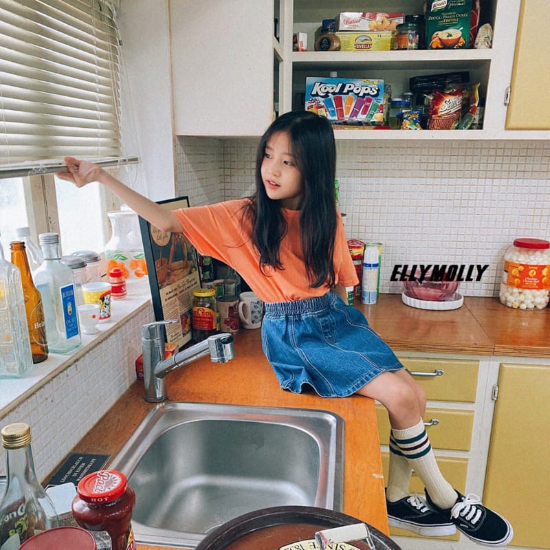 ELLYMOLLY - Korean Children Fashion - #Kfashion4kids - Flare Denim Skirt - 8