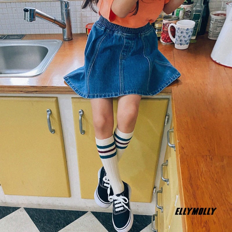 ELLYMOLLY - Korean Children Fashion - #Kfashion4kids - Flare Denim Skirt - 9