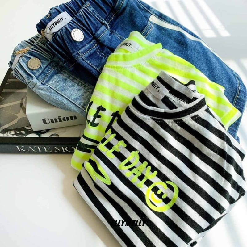 ELLYMOLLY - Korean Children Fashion - #Kfashion4kids - Stripes Smile Tee - 11
