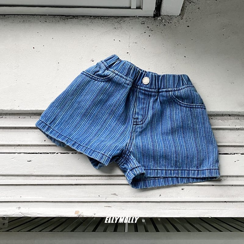 ELLYMOLLY - Korean Children Fashion - #Kfashion4kids - Stripes Denim Shorts - 4