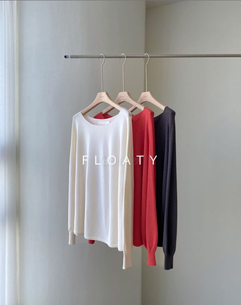 FLOATY - Korean Women Fashion - #Kfashion - Wholegarment Hidden Round Knit Pullover