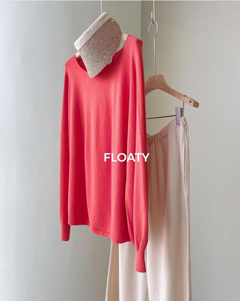 FLOATY - Korean Women Fashion - #Kfashion - Wholegarment Hidden Round Knit Pullover - 5