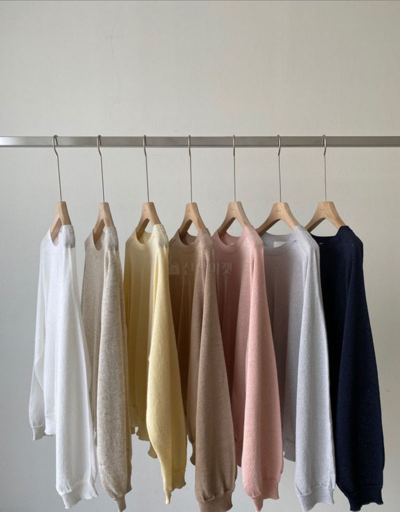 FLOATY - Korean Women Fashion - #Kfashion - Wholegarment Summer Round Knit Pullover