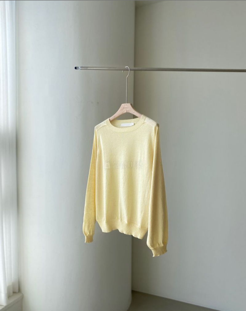 FLOATY - Korean Women Fashion - #Kfashion - Wholegarment Summer Round Knit Pullover - 4