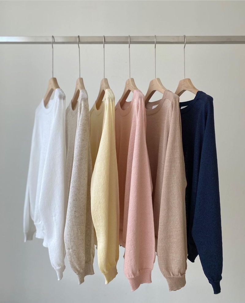 FLOATY - Korean Women Fashion - #Kfashion - Wholegarment Summer Round Knit Pullover - 6