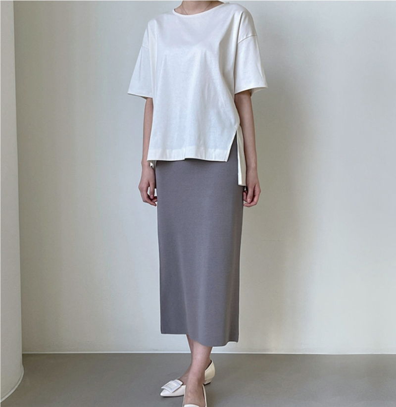 FLOATY - Korean Women Fashion - #Kfashion - Silket Unbalance Tee - 6