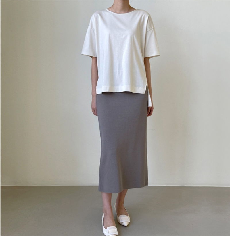 FLOATY - Korean Women Fashion - #Kfashion - Silket Unbalance Tee - 7