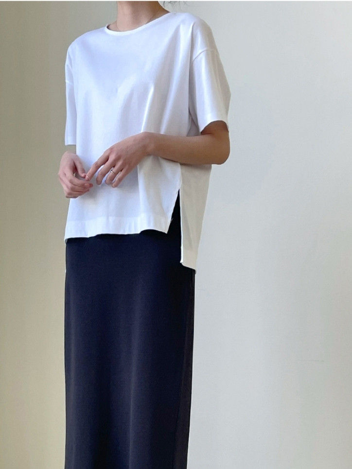 FLOATY - Korean Women Fashion - #Kfashion - Silket Unbalance Tee - 9