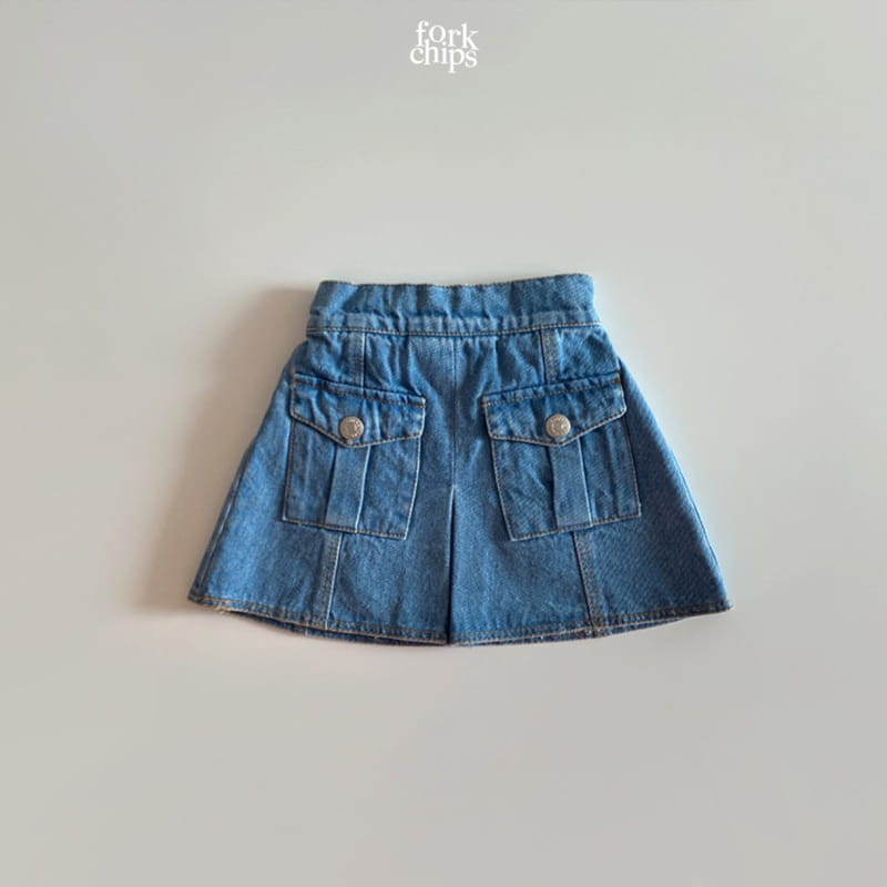 FORK CHIPS - Korean Children Fashion - #Kfashion4kids - Vivi Denim Skirt