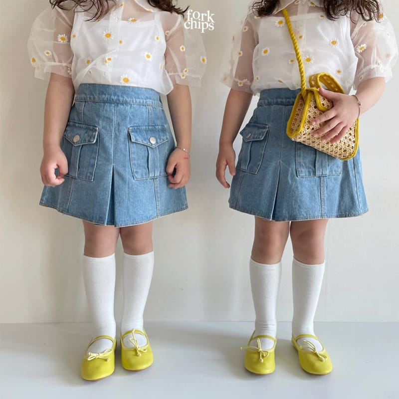 FORK CHIPS - Korean Children Fashion - #Kfashion4kids - Vivi Denim Skirt - 6