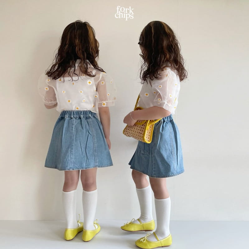 FORK CHIPS - Korean Children Fashion - #Kfashion4kids - Vivi Denim Skirt - 7