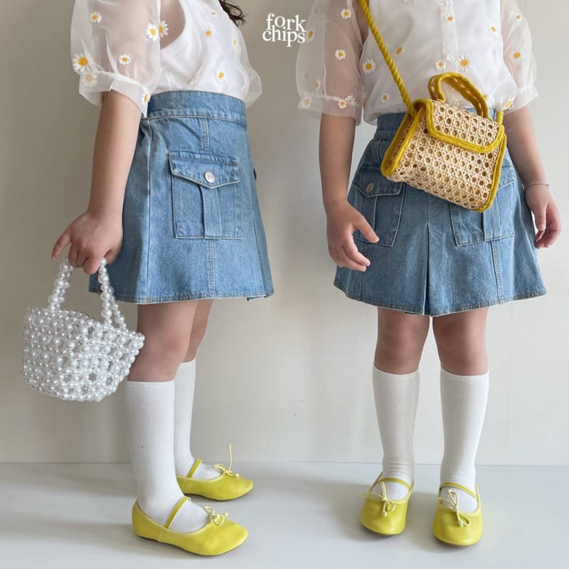 FORK CHIPS - Korean Children Fashion - #Kfashion4kids - Vivi Denim Skirt - 8