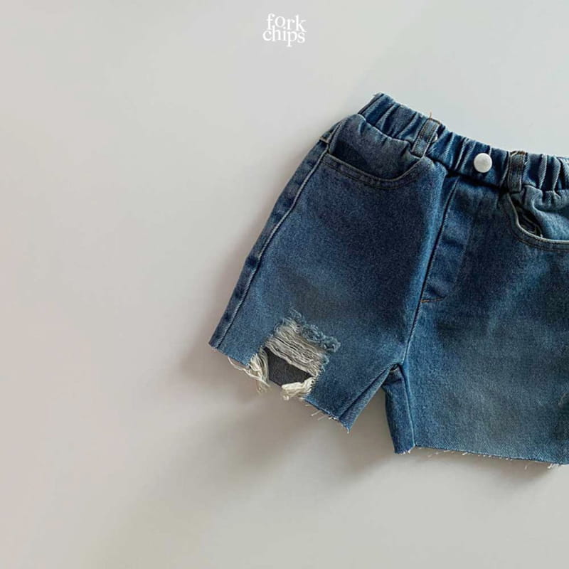 FORK CHIPS - Korean Children Fashion - #Kfashion4kids - Pony Denim Shorts - 3