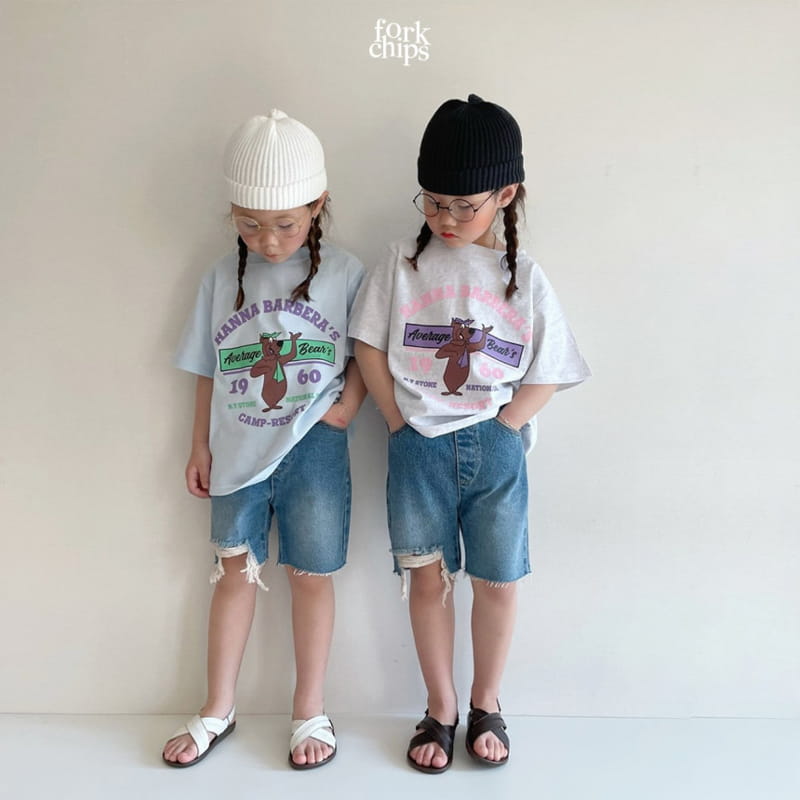 FORK CHIPS - Korean Children Fashion - #Kfashion4kids - Pony Denim Shorts - 6