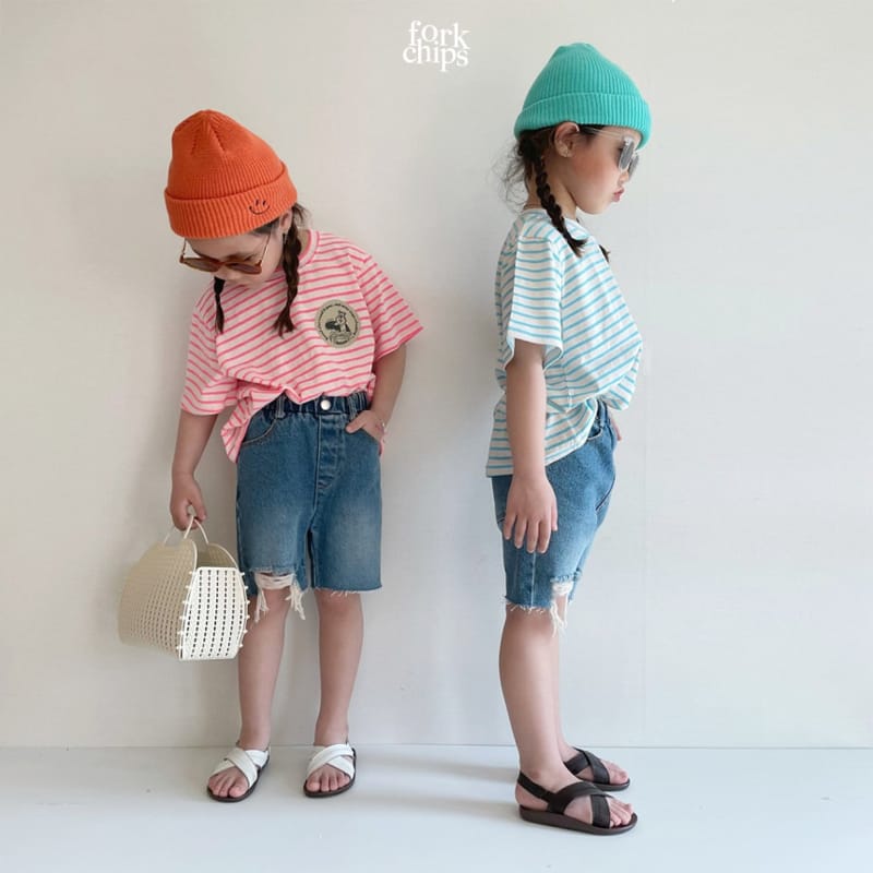FORK CHIPS - Korean Children Fashion - #Kfashion4kids - Pony Denim Shorts - 7