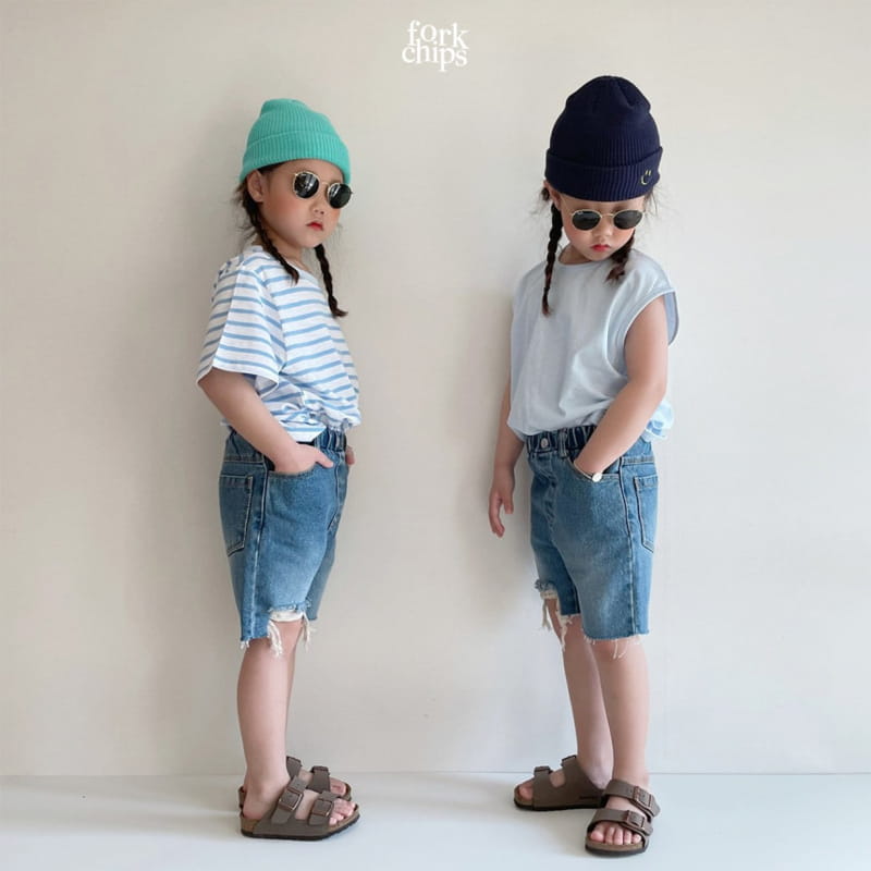 FORK CHIPS - Korean Children Fashion - #Kfashion4kids - Pony Denim Shorts - 9