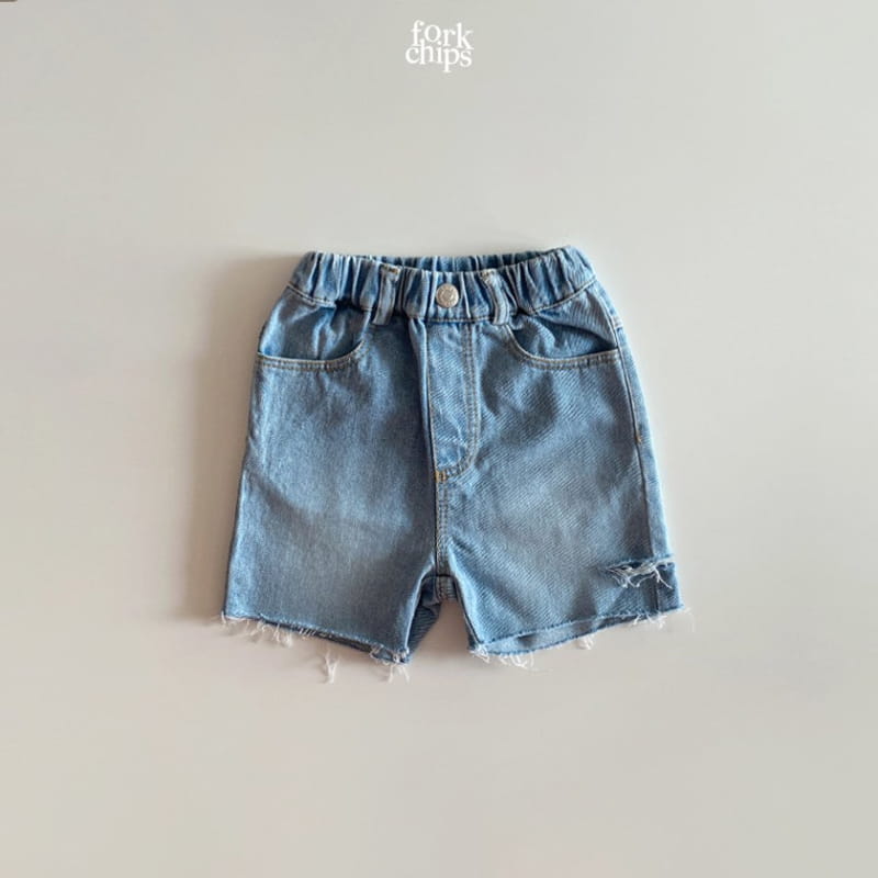 FORK CHIPS - Korean Children Fashion - #Kfashion4kids - Somrthing Denim Shorts