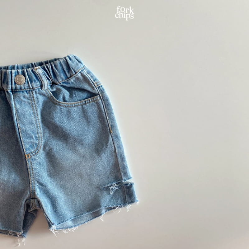 FORK CHIPS - Korean Children Fashion - #Kfashion4kids - Somrthing Denim Shorts - 2