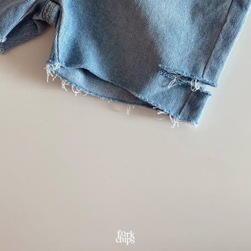 FORK CHIPS - Korean Children Fashion - #Kfashion4kids - Somrthing Denim Shorts - 3