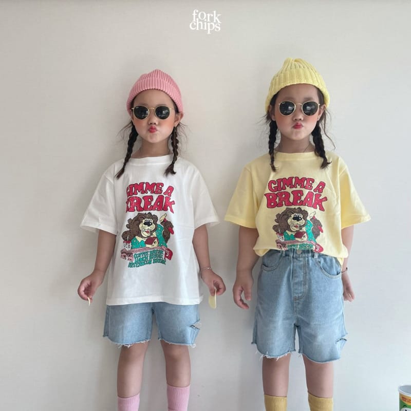FORK CHIPS - Korean Children Fashion - #Kfashion4kids - Somrthing Denim Shorts - 6