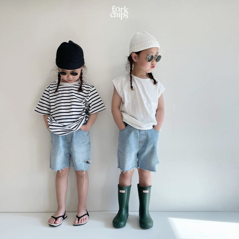 FORK CHIPS - Korean Children Fashion - #Kfashion4kids - Somrthing Denim Shorts - 8