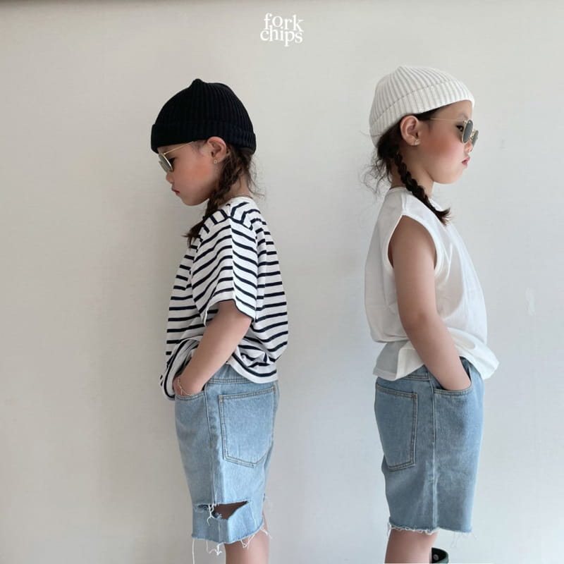 FORK CHIPS - Korean Children Fashion - #Kfashion4kids - Somrthing Denim Shorts - 9