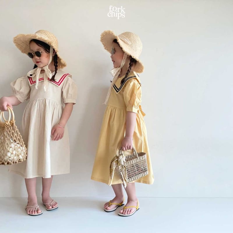 FORK CHIPS - Korean Children Fashion - #Kfashion4kids - Twin Salior One-piece - 6