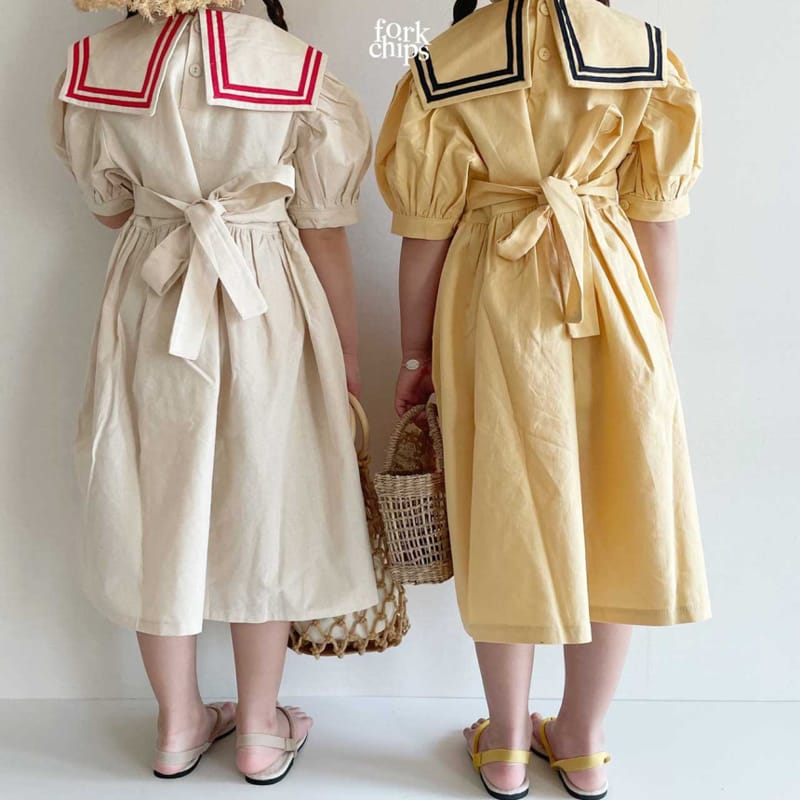 FORK CHIPS - Korean Children Fashion - #Kfashion4kids - Twin Salior One-piece - 7