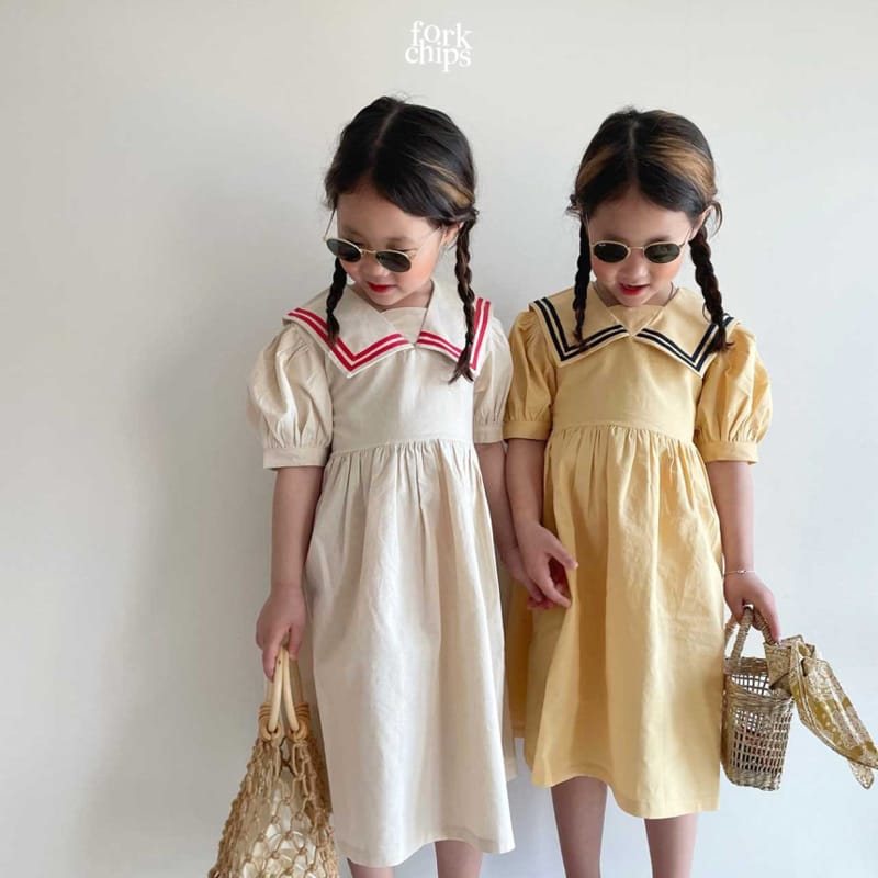 FORK CHIPS - Korean Children Fashion - #Kfashion4kids - Twin Salior One-piece - 8