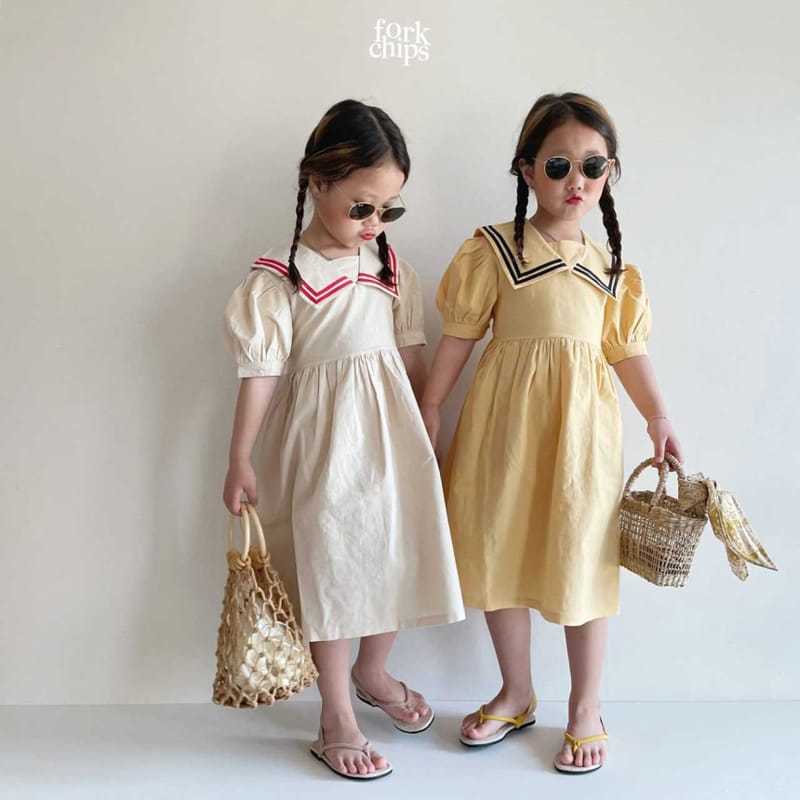 FORK CHIPS - Korean Children Fashion - #Kfashion4kids - Twin Salior One-piece - 9